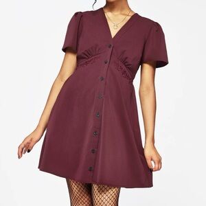 Disturbia Essence Short Sleeve Mini Dress Maroon Size 10